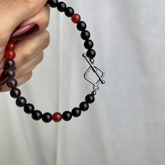 Carnelian Garnet Obsidian Crystal Gemstone Bead Bracelet Handmade - Picture 9 of 16